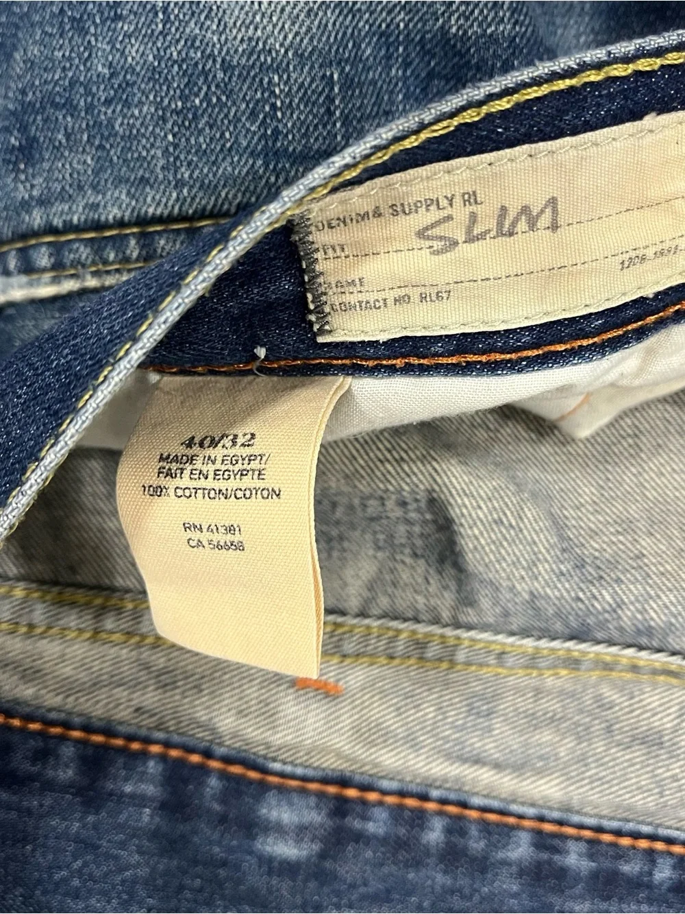 Denim & Supply Ralph Lauren Slouch Jeans Men’s 40x32 Dark Wash USA Flag Patch